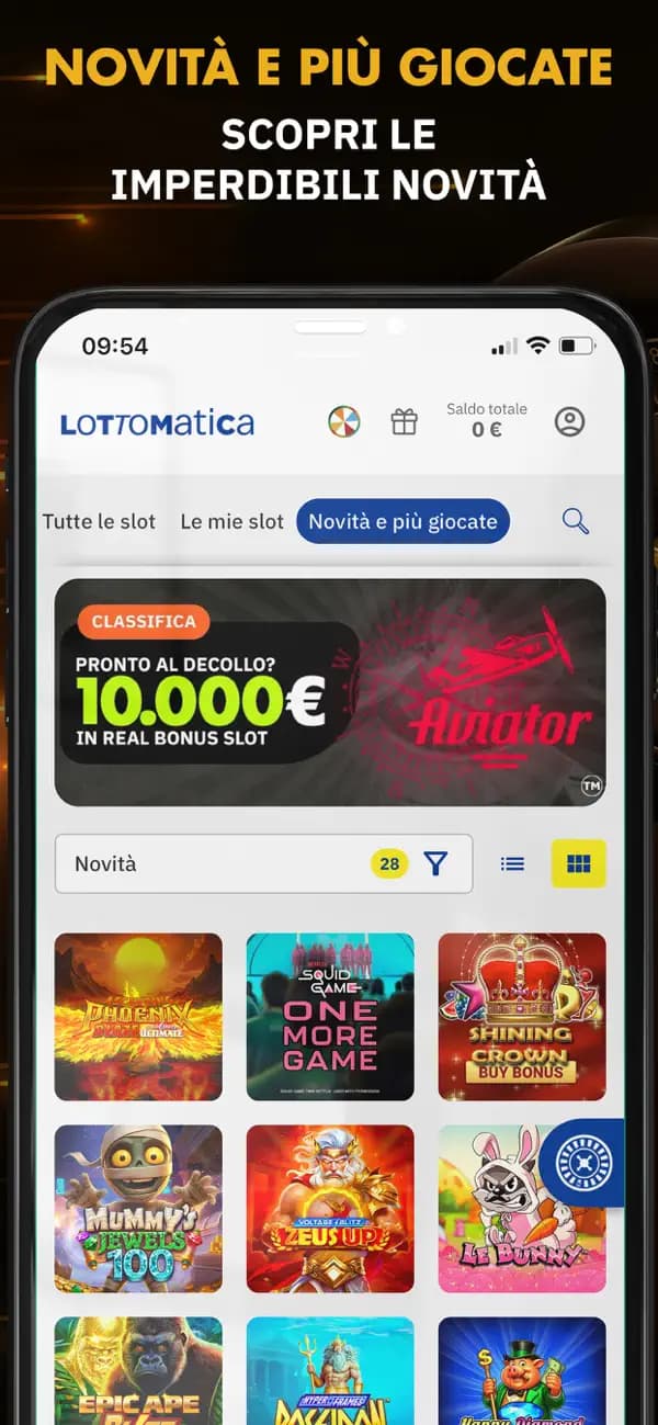 Lottomatica Casinò e Slot: official App Store promotional screenshot showing new and popular games