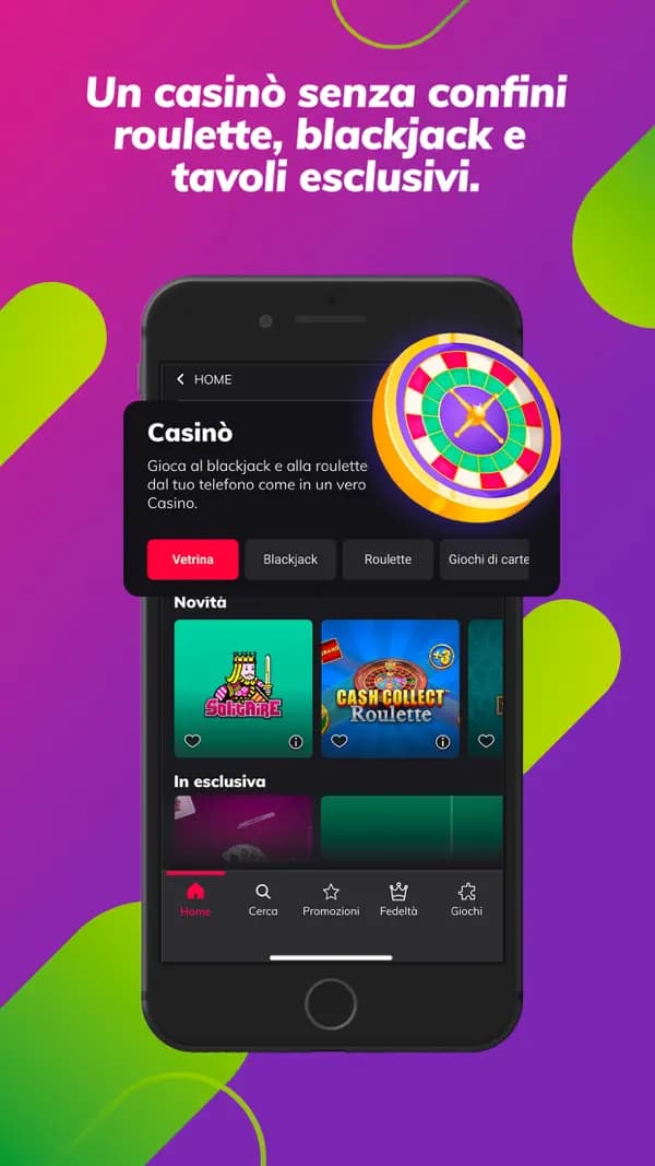 Casino, Slot e Blackjack Sisal: official App Store promotional screenshot showing table games